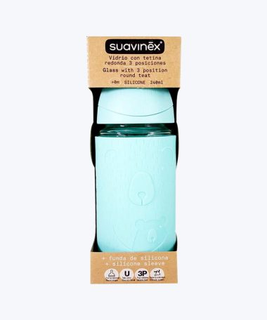 BIBERON VIDRIO 240ML BOCA ANCHA TETINA REDONDA SUAVINEX