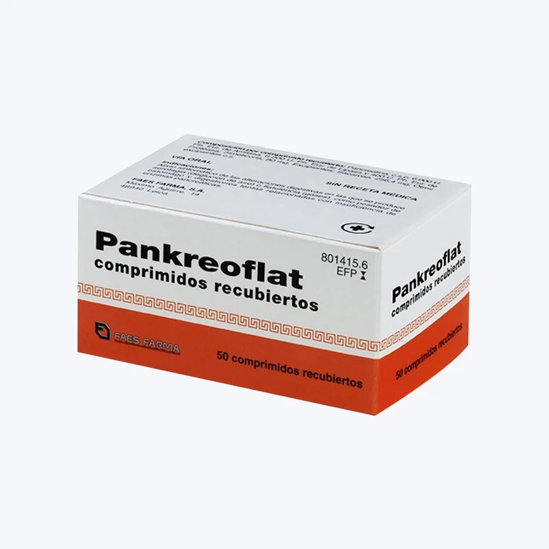 PANKREOFLAT GRAGEAS 6000 U / 6000 U / 400 U / 80 MG 50 COMPRIMIDOS