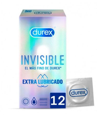 DUREX INVISIBLE EXTRA FINO EXTRA LUBRICADO PRESERVATIVOS 12 UNIDADES