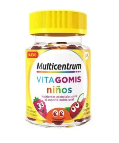 multicentrum vitagomis ninos 30 caramelos cereza naranja y fresaframbuesa