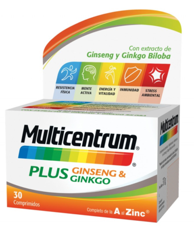 multicentrum plus ginseng y ginkgo 30 comprimidos